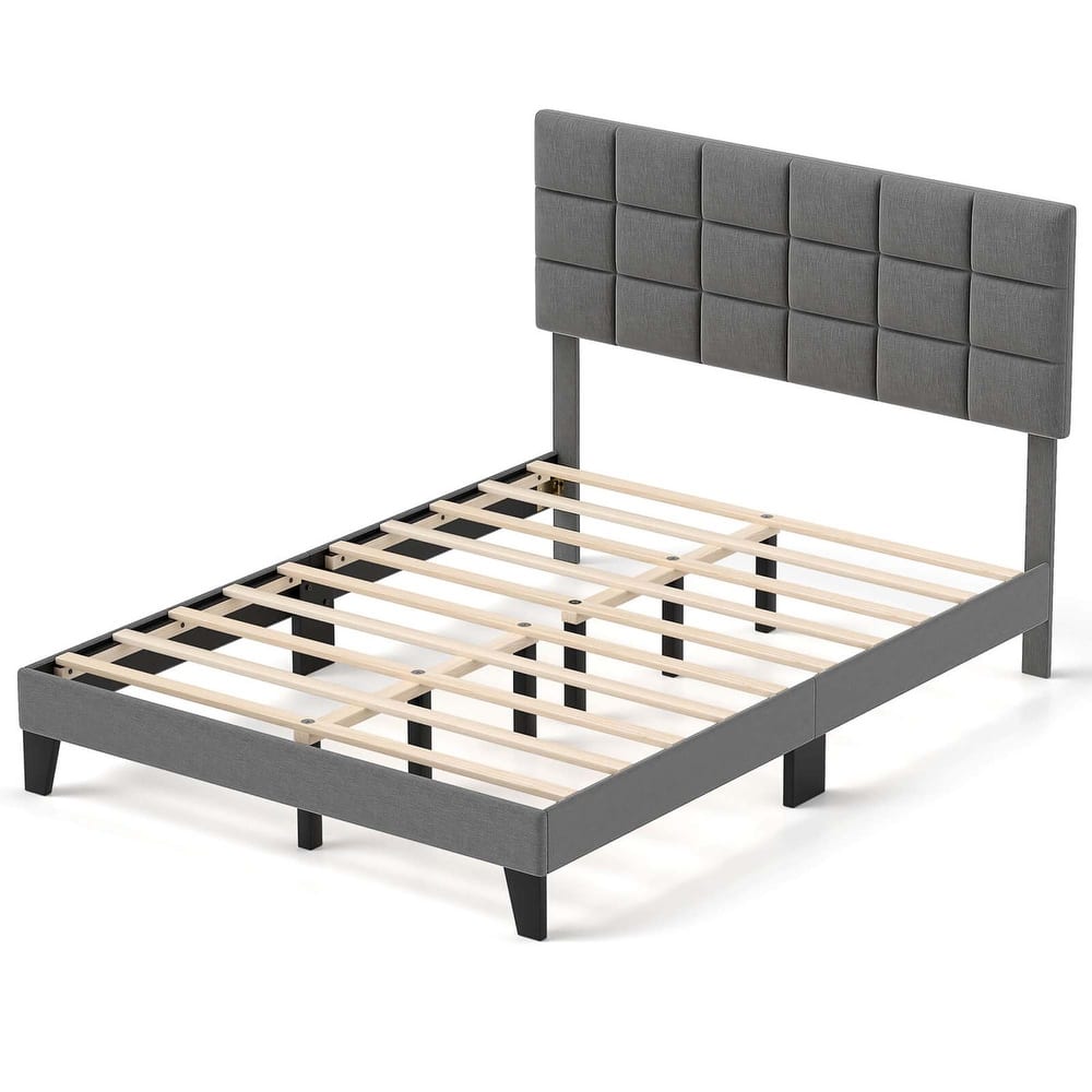 Costway Full/Queen/King Size Bed Frame Modern Linen Fabric Upholstered