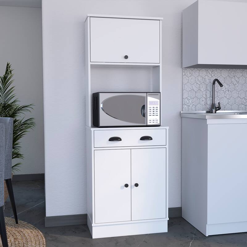Kitchen Pantry with Drawer and 2 Cabinets for Kitchen - White