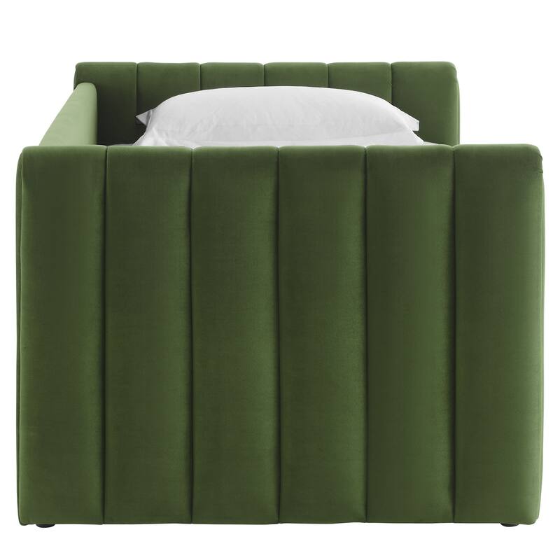 Veyla Channel Tufted Performance Velvet Twin Daybed With Trundle