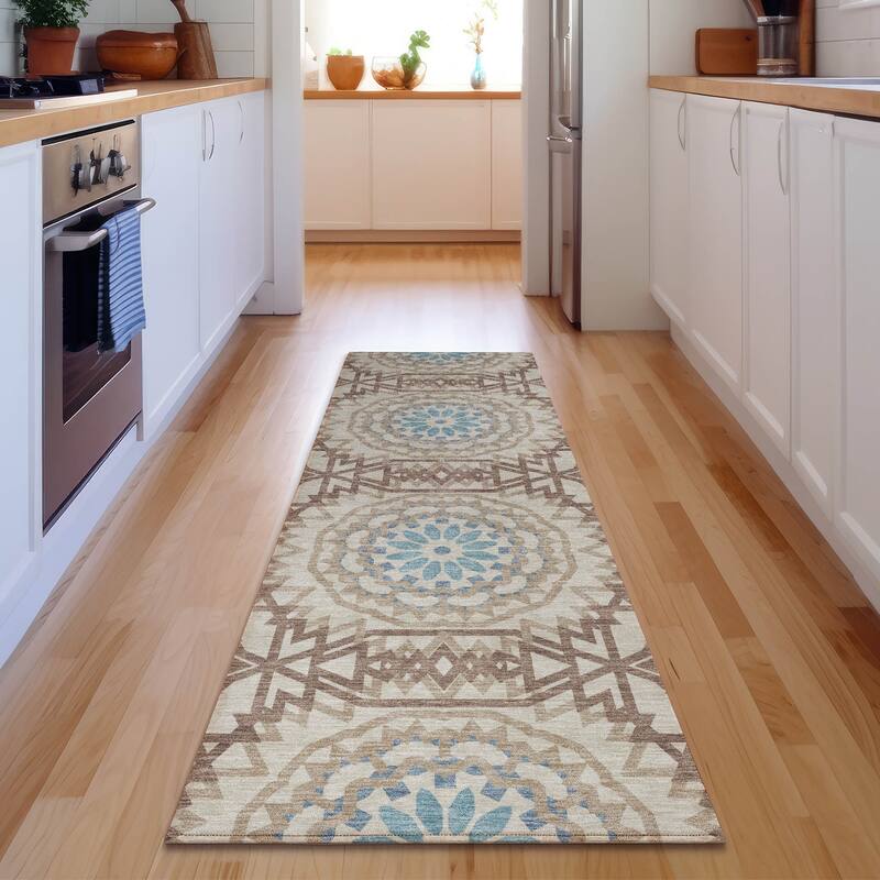 Premium Washable Super Soft Boho Global Mayfield Rug - Khaki - 2' 3" x 7' 6" - Runner