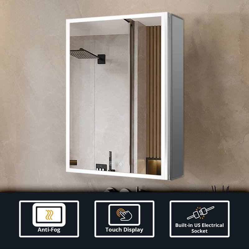 Mesa Surface-Mount LED Mirror Medicine Cabinet with Defogger