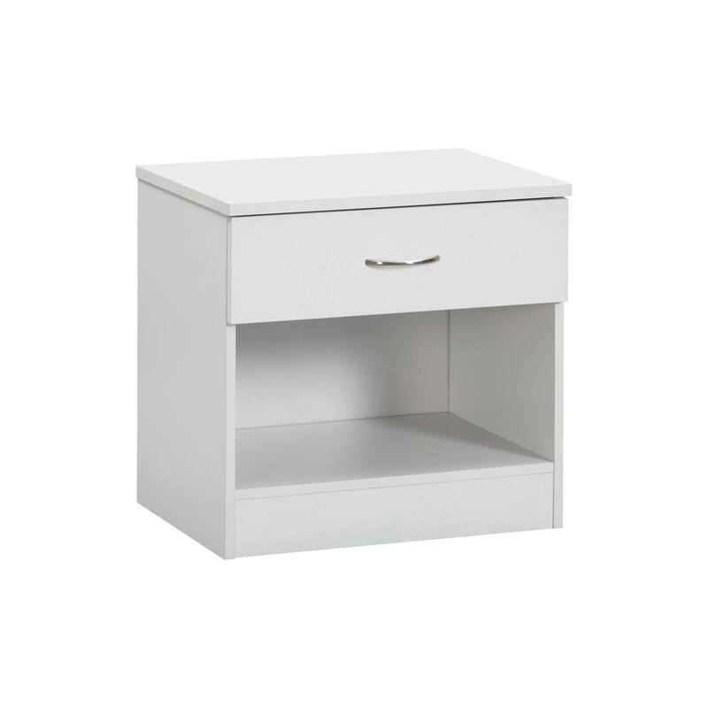 OS Home and Office Furniture Model 6002 One Drawer White Nightstand
