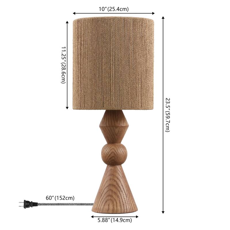 Orbic Taper 23.5" Resin/Metal LED Table Lamp with Paper Rope Shade, By JONATHAN Y