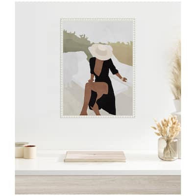 Kate and Laurel Sylvie Elegant Woman in Hat Framed Canvas by July Art Prints