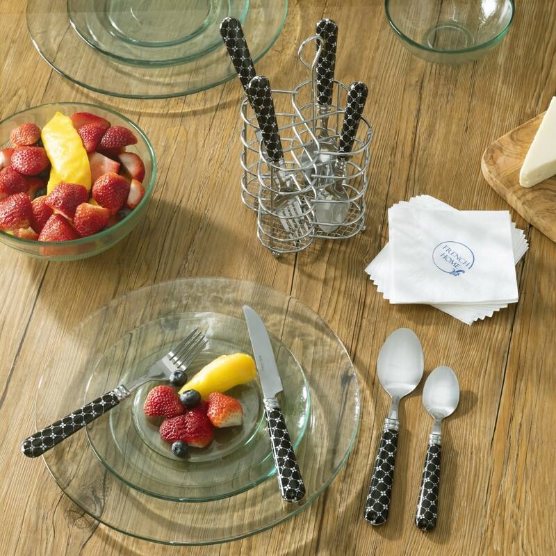 French Home Bistro 16-Piece Stainless Steel Flatware Set, Abstract Butterfly, Service for 4