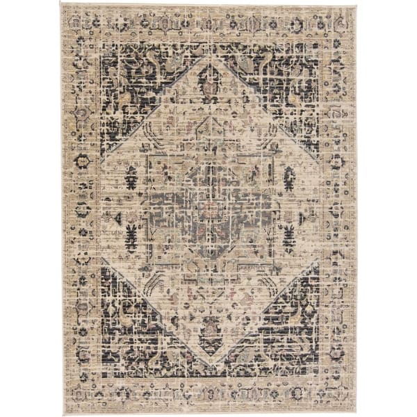 slide 2 of 8, Huron Modern Abstract Rug, Charcoal/Natural Tan, Area Rug 4'-11" x 7'-8" - Natural Tan