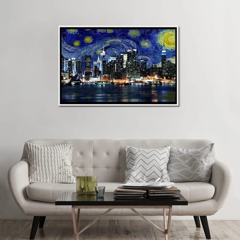 iCanvas "New York City, New York Starry Night Skyline" by 5by5collective Framed Canvas Print
