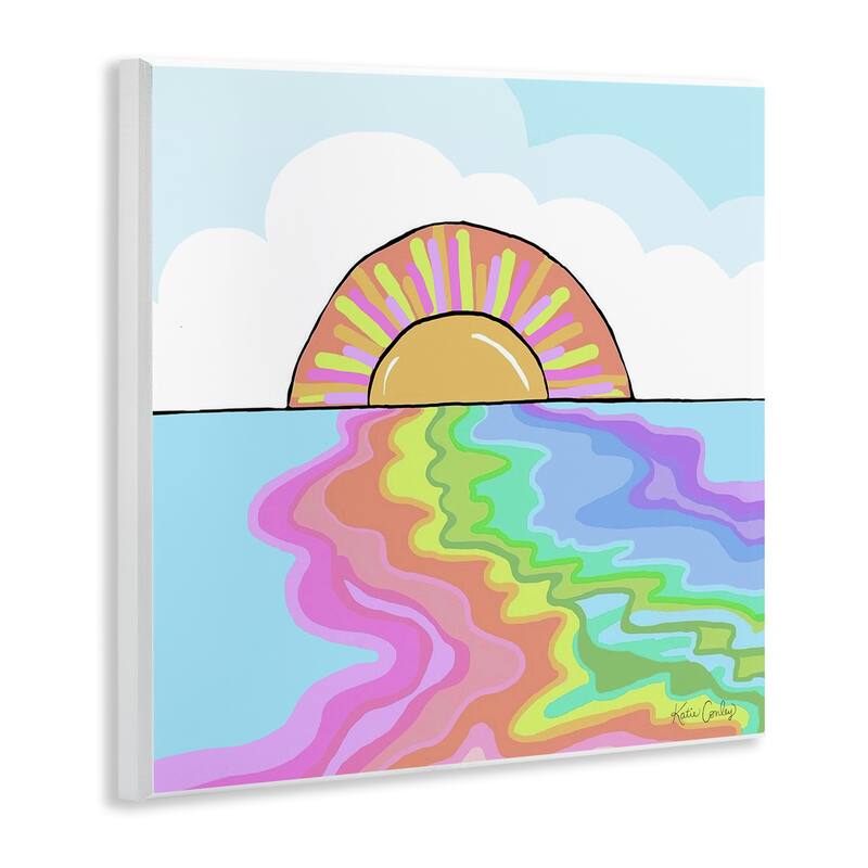 Stupell Swirling Rainbow on Sea Surface Wall Plaque Art Design By Katie Conley