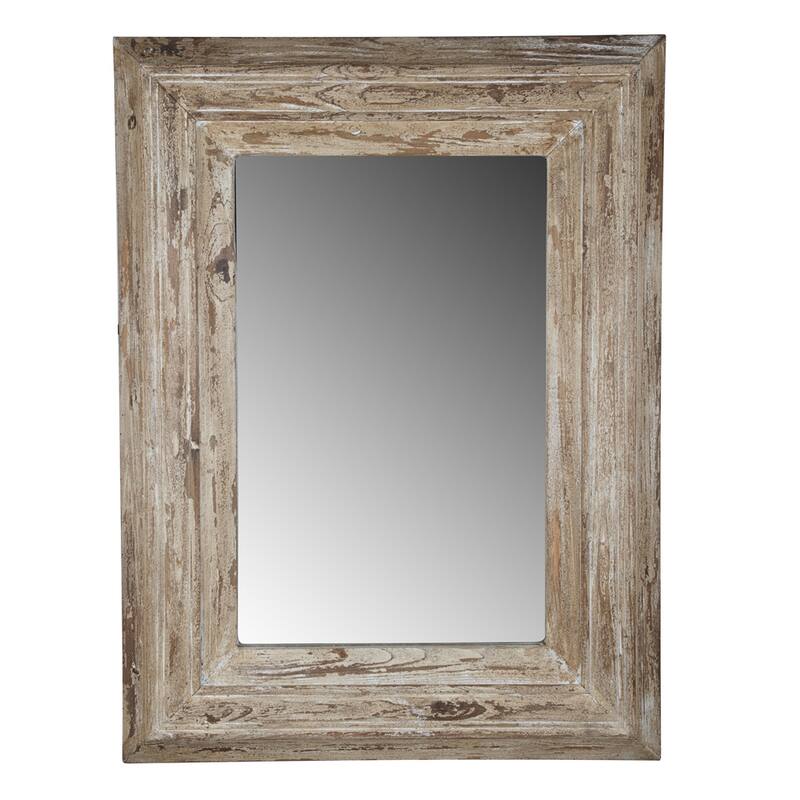 Rectangle Wall Accent Mirror with Distressed Wood Frame