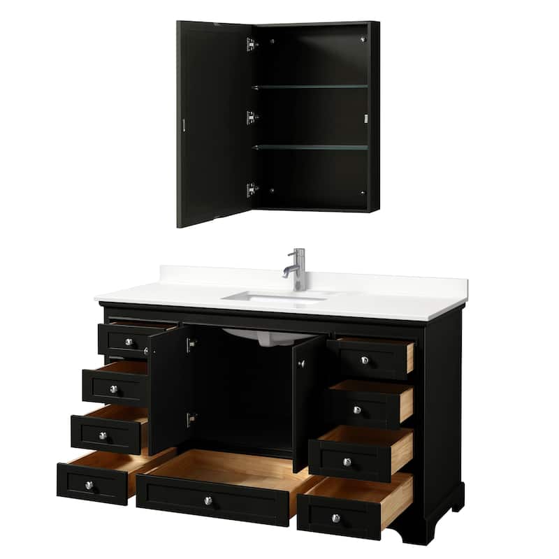 Deborah 60-inch Single Vanity, Quartz Top, Medicine Cabinet