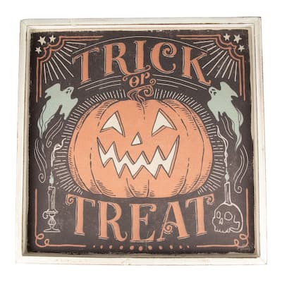 18.75" Trick or Treat Jack O Lantern Halloween Wall Sign