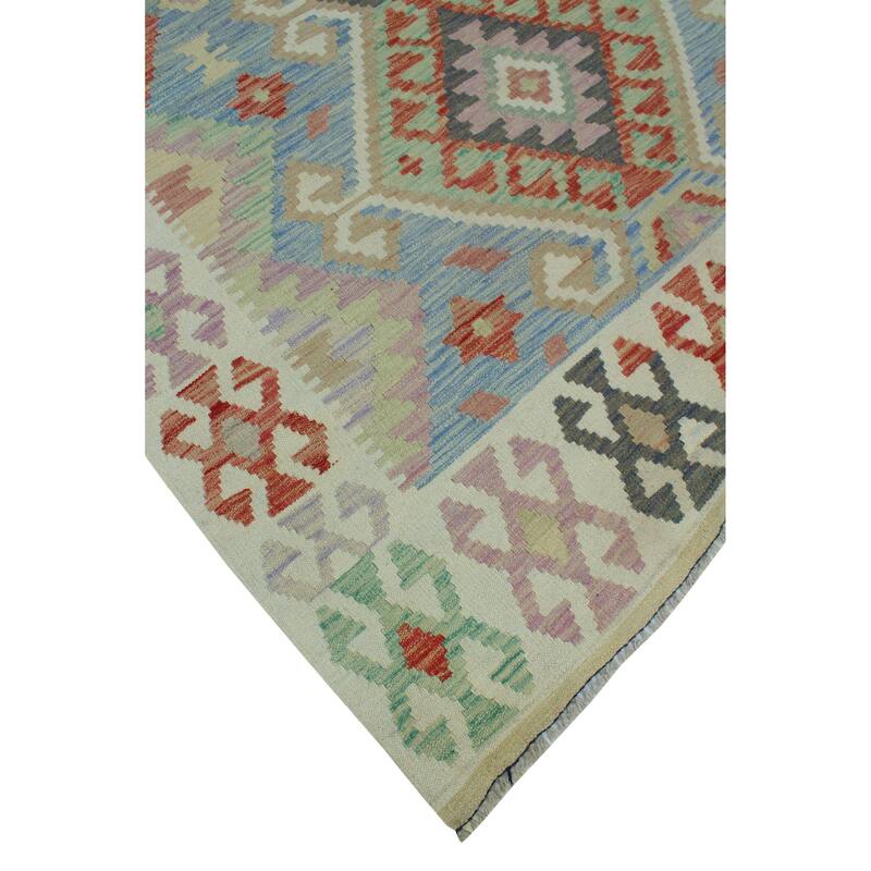 Sun Faded Flatweave Alaska Blue/Ivory Rug - 5'0" x 6'6"
