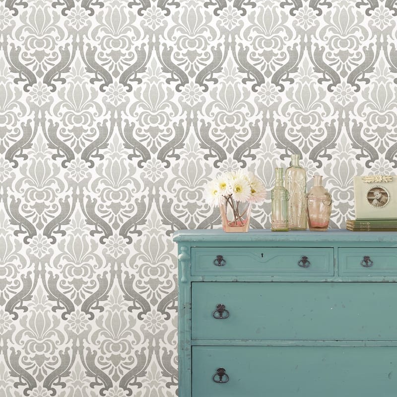 NuWallpaper Grey Nouveau Damask Peel & Stick Wallpaper - 216in x 20.5in x 0.025in