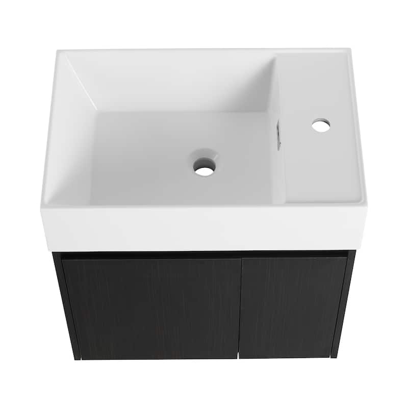 24 Inch Bathroom Cabinet With Sink,Soft Close Doors,Float Mounting Design, For Small Bathroom