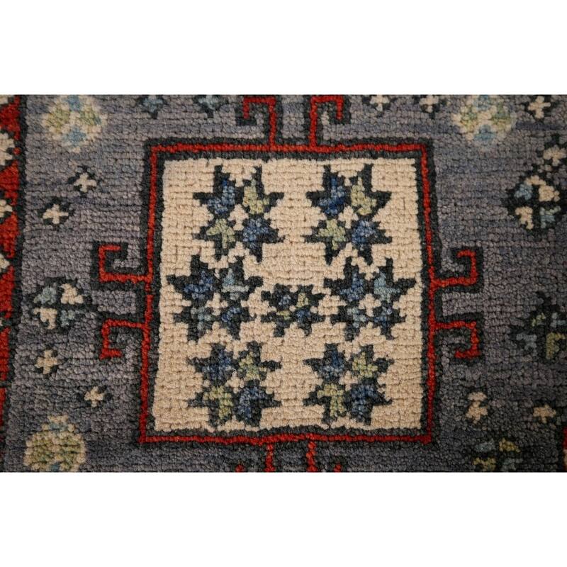 Traditional Kazak Accent Rug Hand-Knotted Wool Carpet - 3'3" x 4'11"