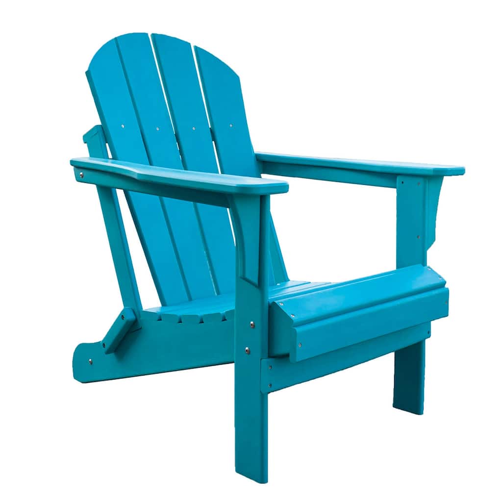 Panama Jack Polyresin Folding Teal Adirondack Chair - 30"L x 32"W x 36"H