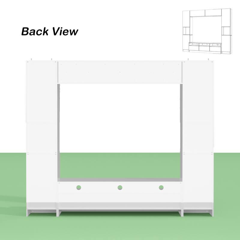 Versatile White Entertainment Center: Stylish, Durable, and Spacious - 94.5"x78.7"