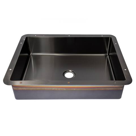 Rectangular Stainless Steel Sink in Black with Drain