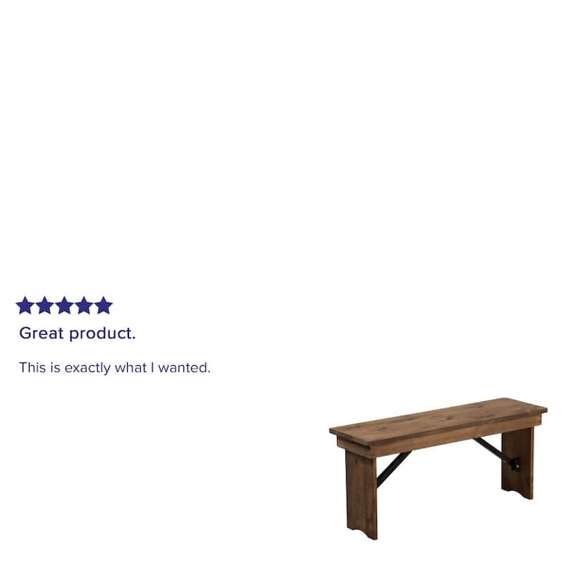 40" x 12" Antique Rustic Solid Pine Folding Farm Bench