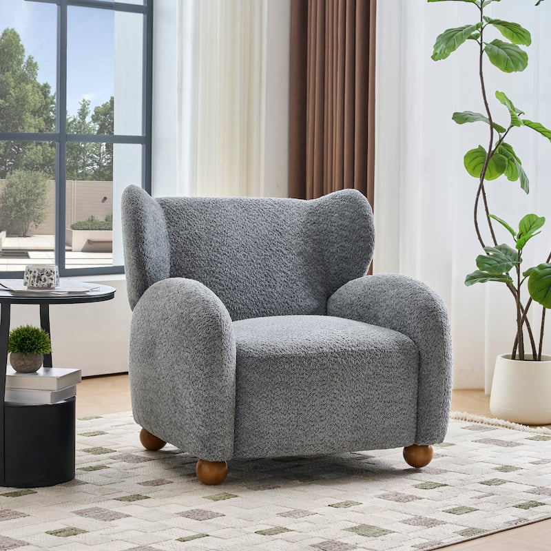 Christopher Knight Home - Wingback Modern Upholstered Club Chair with Wooden Legs - Dusty Blue