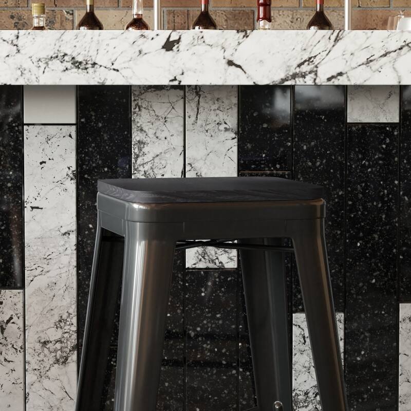 All-Weather Polyresin Seat for Colorful Metal Stools and Chairs-4 Pack