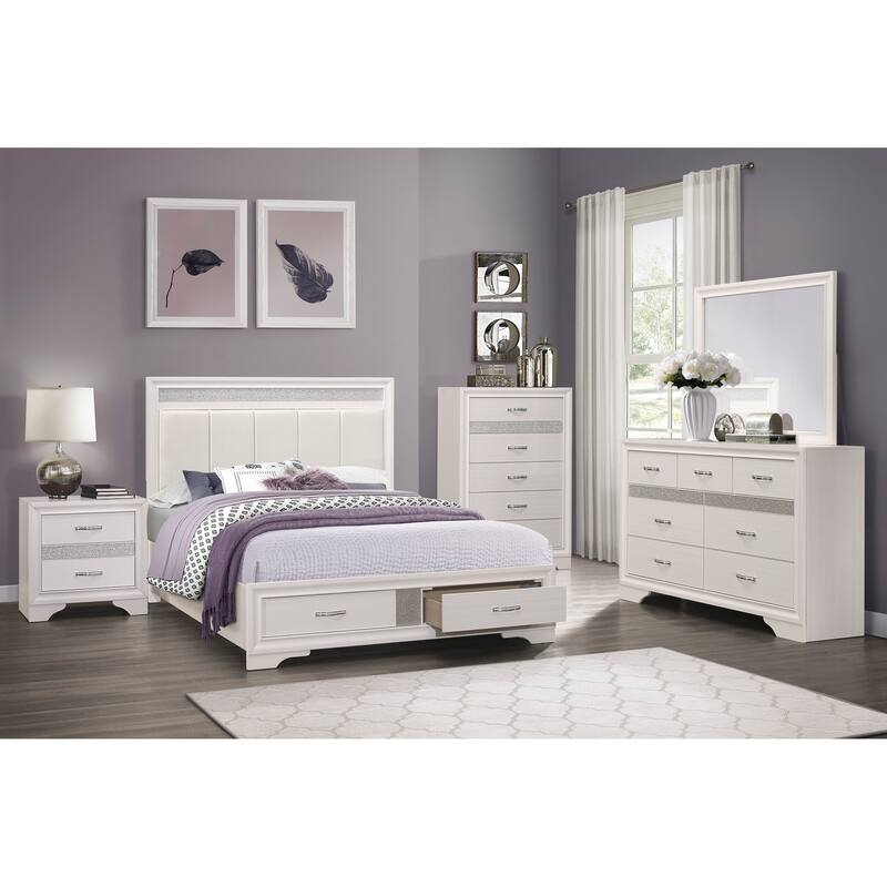 Glamorous Bedroom Furniture 1pc Nightstand of Drawers with Hidden Felt-Lined Jewelry Drawer