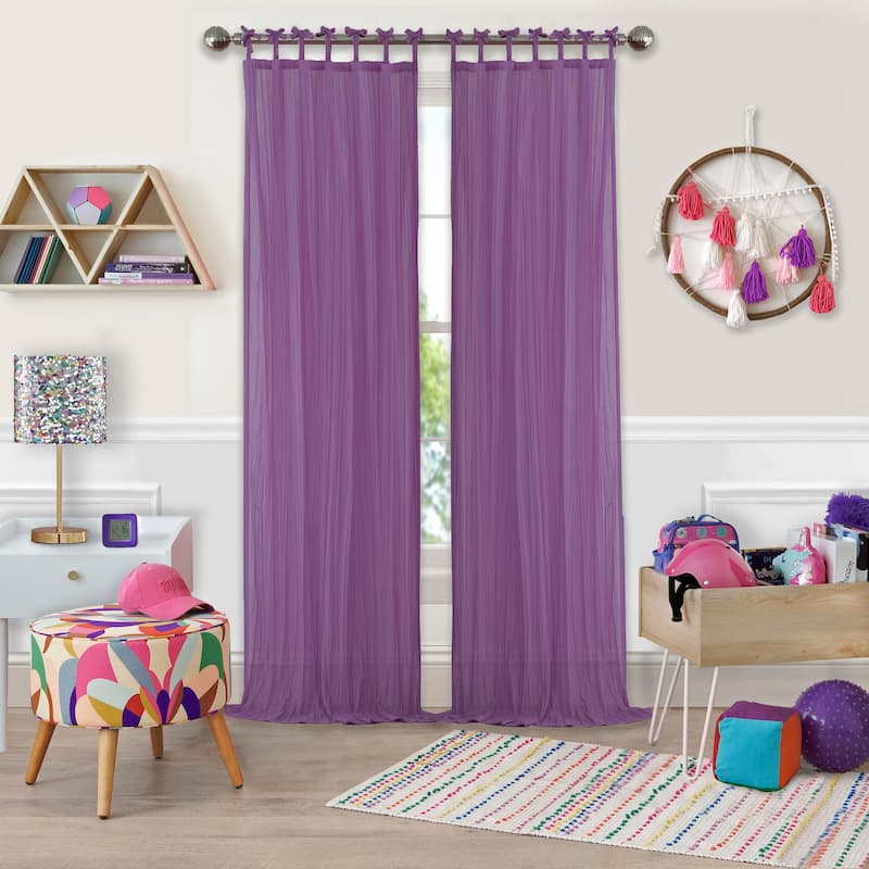 Elrene Greta Kid's Tab Top Sheer Window Curtain Panel