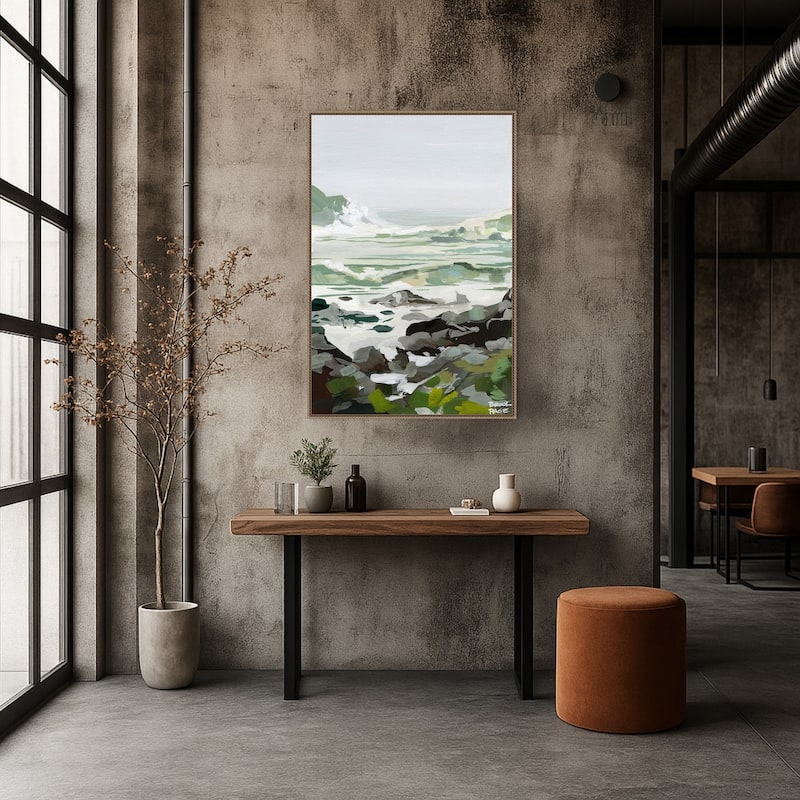 Coastal Waves and Rocks by Brook Page Framed Canvas Wall Art Print