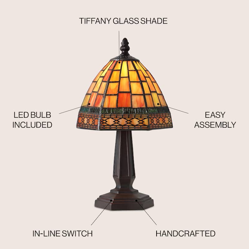 Liberty Tiffany-Style 12" LED Table Lamp, Bronze by JONATHAN Y