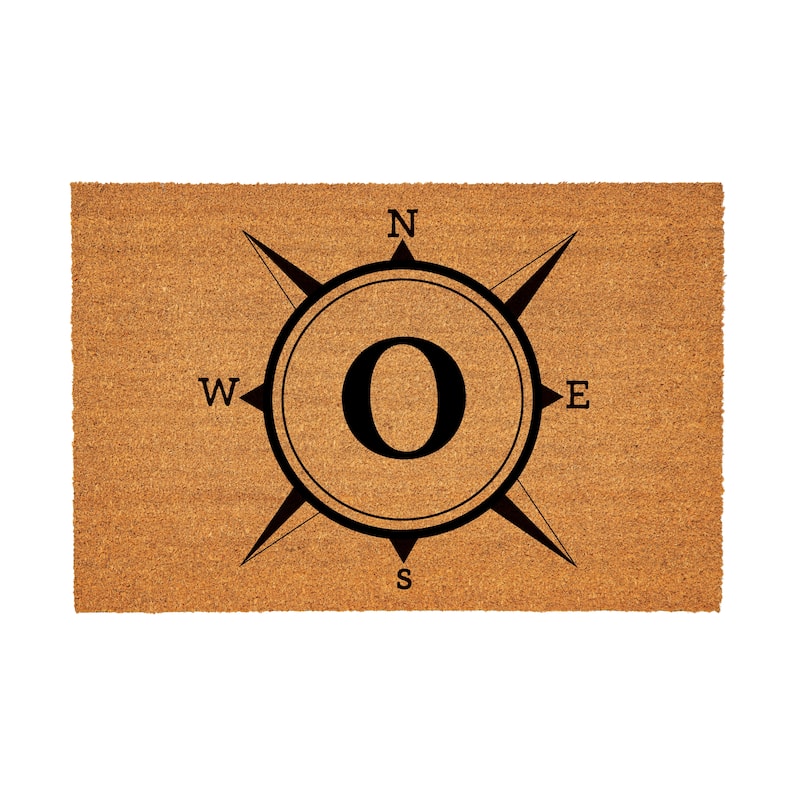 Coastal Coir Mat Compass Monogram 36"x24" - Letter O