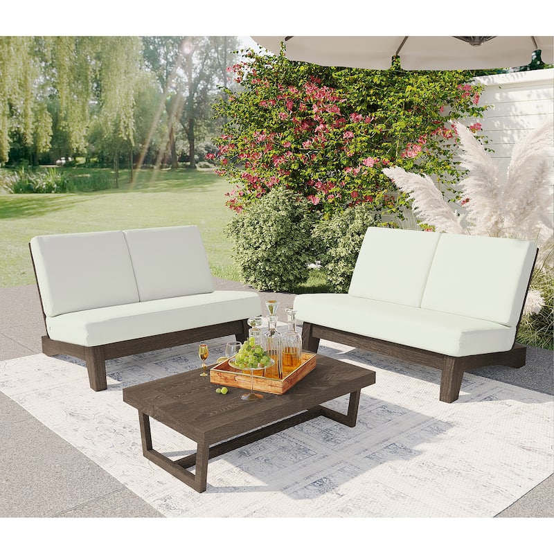 6-Piece Patio Set Solid Wooden Outdoor Sofa - 3Piece-Type 3