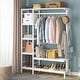 preview thumbnail 15 of 19, Free-standing Closet Organizer with Hooks, Heavy Duty Clothes Storage Garment Rack with Shelves and Hanging Rod White