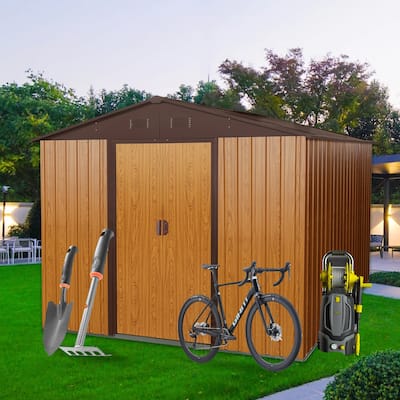 Rust-resistant Metal Storage Shed with Sliding Doors and Padlock, Waterproof Garden Shed Tool Shed Pet Shed