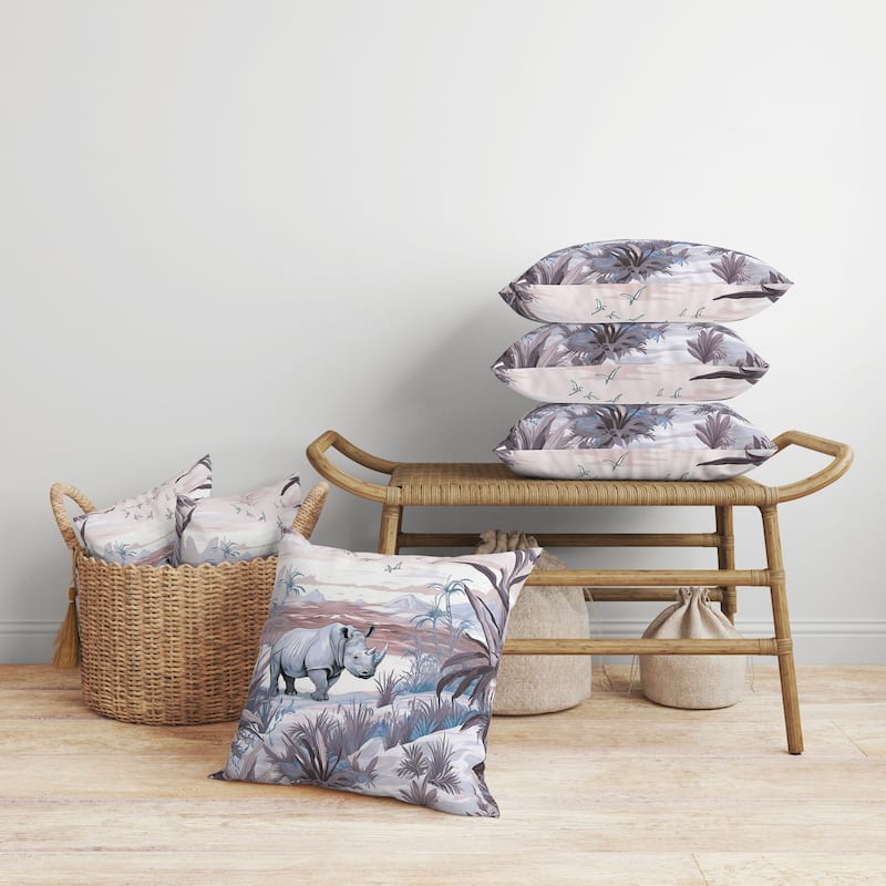 Coastal Rhino Faux Suede Reversible Throw Pillow Blue and Lavender