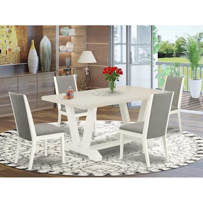 HomeStock 5-Piece Natural Oak Finish Solid Wood Top Dining table with 4 Chairs