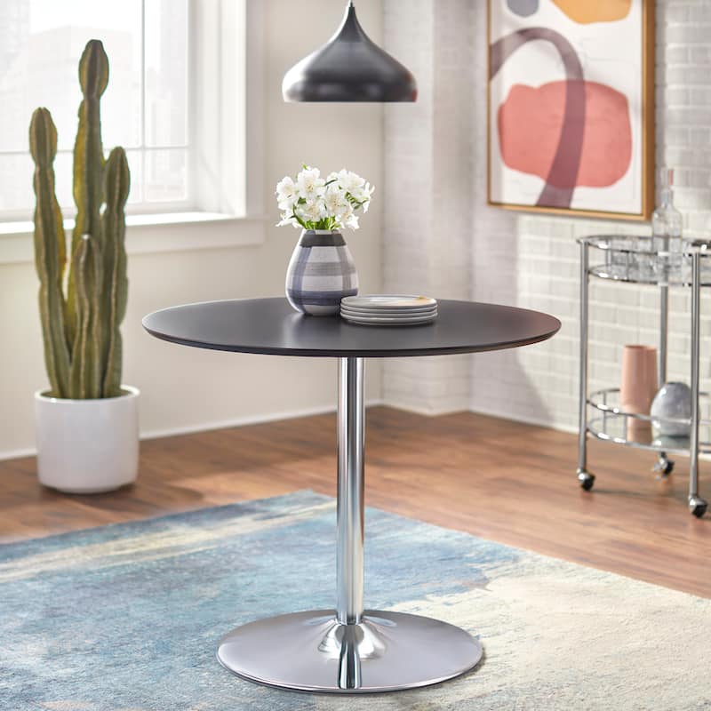 Carson Carrington Klemens Round Dining Table - Black/Chrome