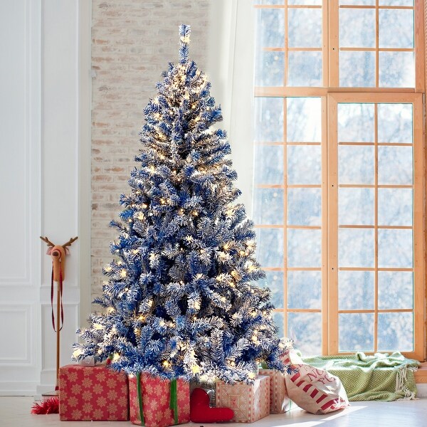 6ft pre lit flocked christmas tree hot sale