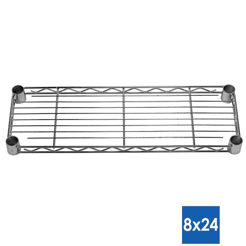 Chrome Wire Shelving with 4 Shelves - 8"d x 24"w