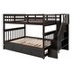 preview thumbnail 9 of 14, Stairway Full-Over-Full Bunk Bed with Twin Trundle - Maximized Storage, Durable Wood, & Safety Features - Espresso