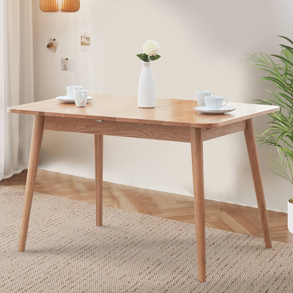 JASIWAY Natural Solid Oak Telescopic Dining table wood (light color)