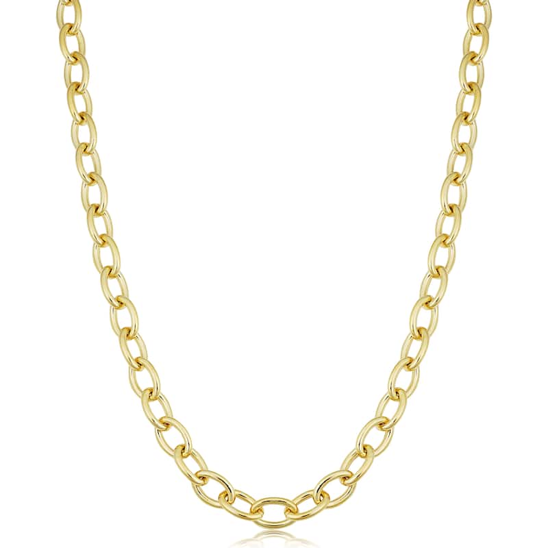 Solid 14k Gold Filled 6.8 mm Oval Link Chain Necklace for Men and Women (16, 18, 20, 24 or 30 inches)