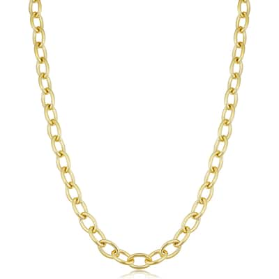 Solid 14k Gold Filled 6.8 mm Oval Link Chain Necklace for Men and Women (16, 18, 20, 24 or 30 inches)