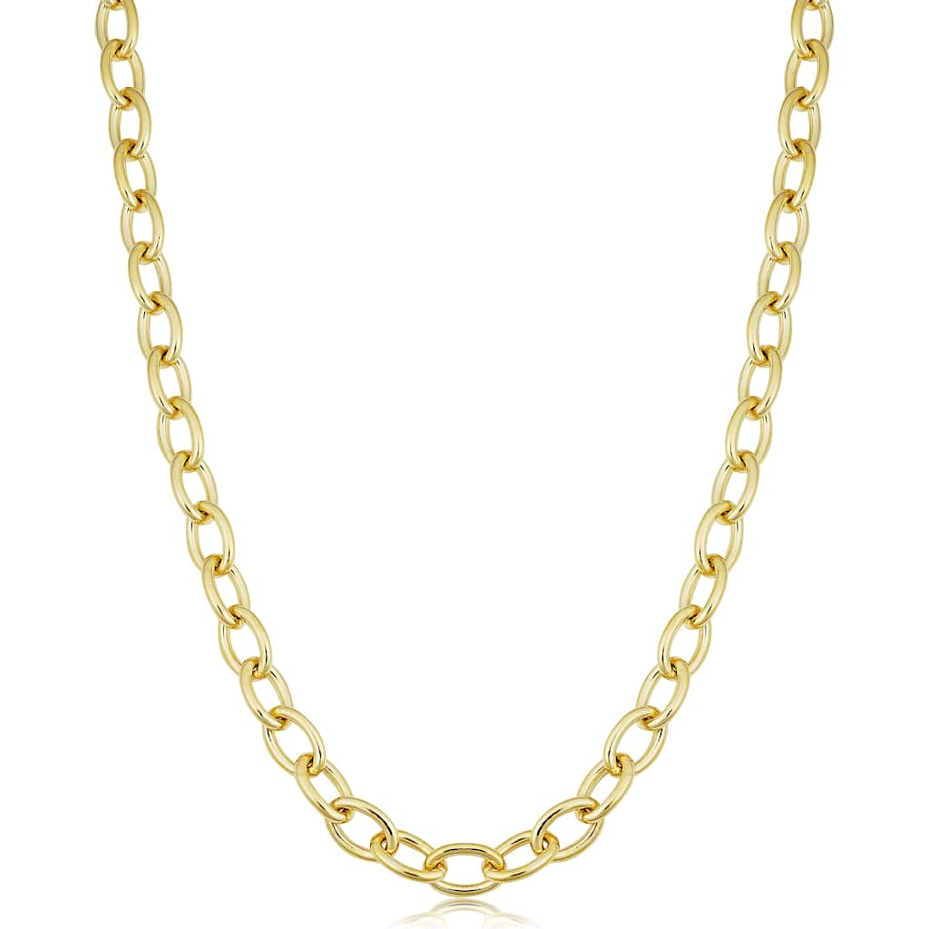 Solid 14k Gold Filled 6.8 mm Oval Link Chain Necklace for Men and Women (16, 18, 20, 24 or 30 inches)
