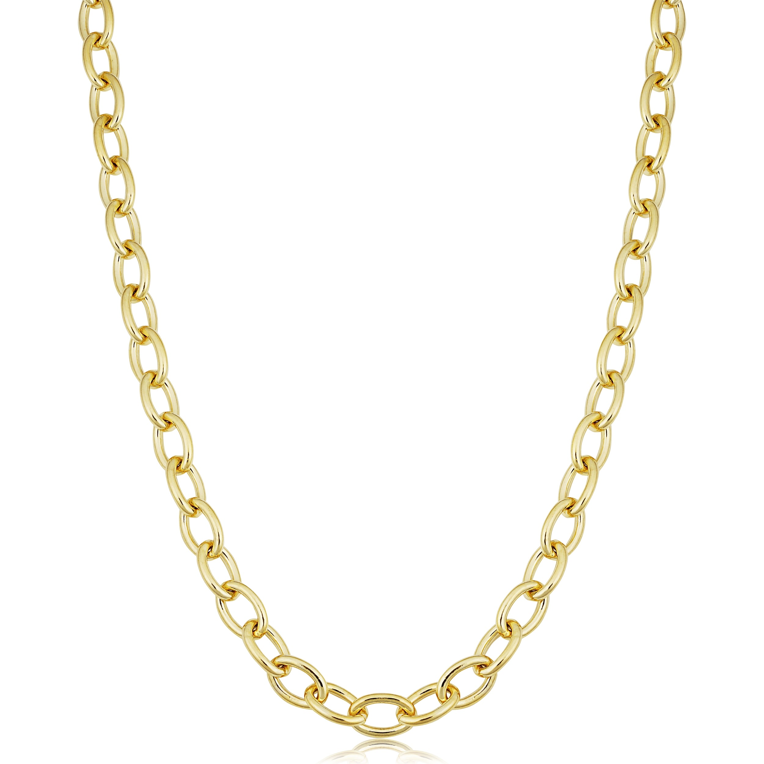 Au Naturale Solid 14k Gold Filled 6.8 mm Oval Link Chain Necklace for Men and Women (16, 18, 20, 24 or 30 inches)