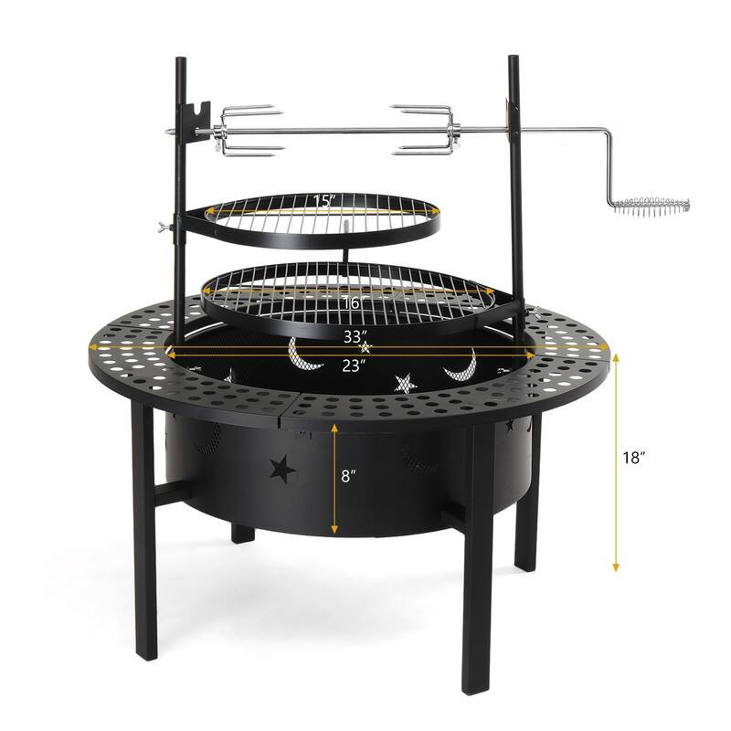 33 In. Heavy-Duty Charcoal Grill With Rotisserie And Dual Grilling Racks - N/A