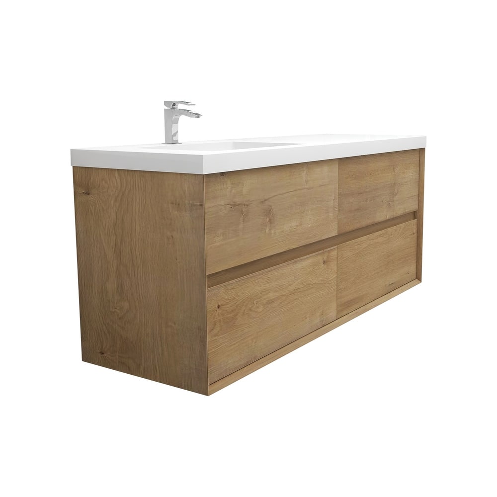Selina 60" Wall Mounted Vanity with Single Sink on the Left - 60