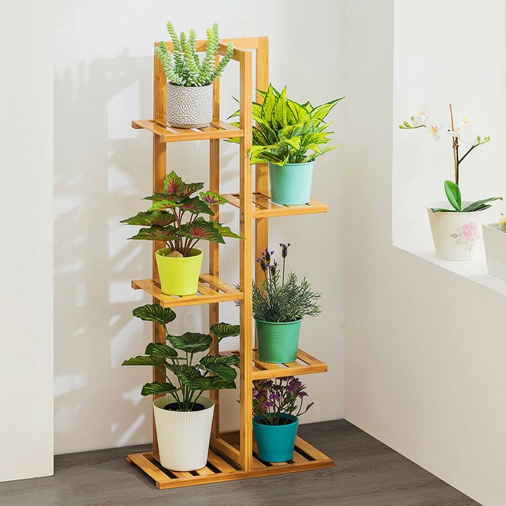 Bamboo 5 Tier Plant Stand Rack Multiple Flower Pot Holder Display - S