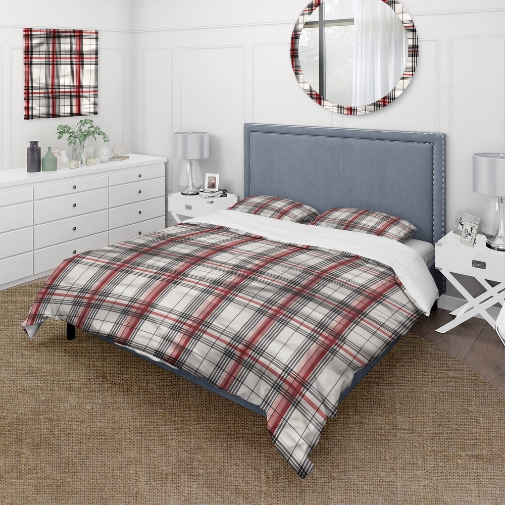 KPSheng Checkered Bedding Set 3 Pieces Plaid Duvet Cover Set