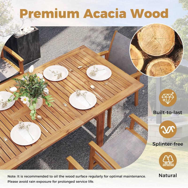Costway 9 PCS Acacia Wood Outdoor Dining Set for 6-8 with 1.97" - See Details