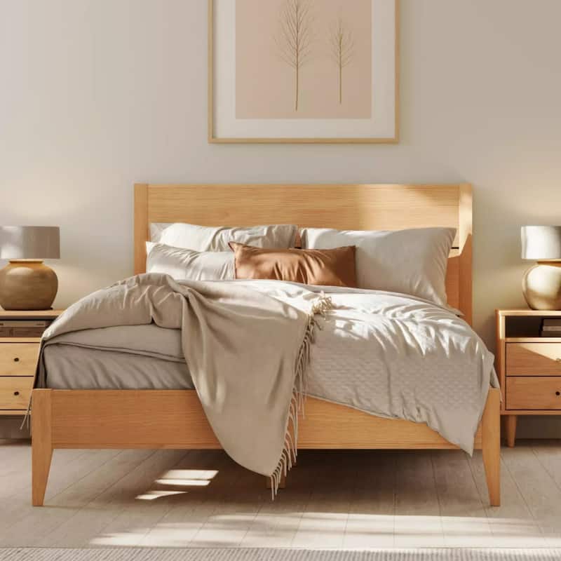 Grain Wood Furniture Mid Century Panel Bed - Brushed Natural - Queen